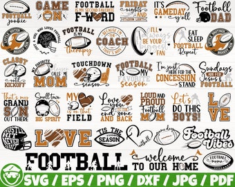 Football Quotes x35 BUNDLE Svg/Eps/Png/Dxf/Jpg/Pdf, Football Life Svg, Football Mom Commercial, Field Svg, Sport Bundle, Love Game Printable