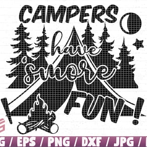 Campistas se divertem mais Svg/Eps/Png/Dxf/Jpg/Pdf, Campers Fun Silhouette, Campers Cricut, Divirta-se Svg, Camp Fun Clipart, Tent Camp Inkscape