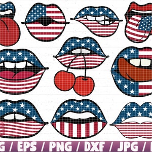 USA Lips Svg/Eps/Png/Dxf/Jpg/Pdf, Usa Pdf, Usa Lips Png, Lips Clipart, United States Svg, 4Th July Svg, Independence Day Svg,Fourth July Cut