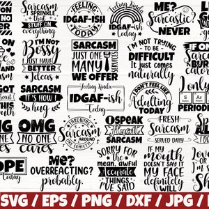 Sarcastic x27 BUNDLE Svg/Eps/Png/Dxf/Jpg/Pdf, Citazioni divertenti, Pacchetto sarcasmo, Sarcasmo Svg, Sarcasmo commerciale, Taglio sarcastico, File Svg battute