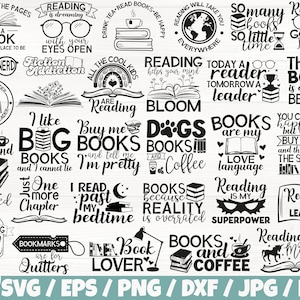 Lettura x30 BUNDLE Svg/Eps/Png/Dxf/Jpg/Pdf, Lettura di libri Svg, Lettura commerciale, Lettore Cricut, Amante dei libri Svg, Ritorno a scuola digitale Svg