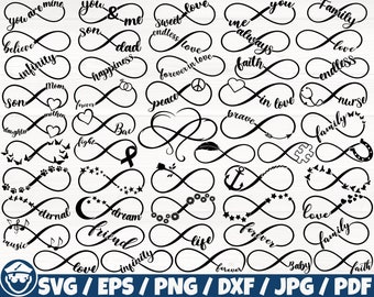Infinity x50 BUNDLE Svg/Eps/Png/Dxf/Jpg/Pdf, Infinity Quote, Infinity Love Svg, Infinity Nurse Svg, Infinity Anchor Svg, Mom Svg, Symbol Cut