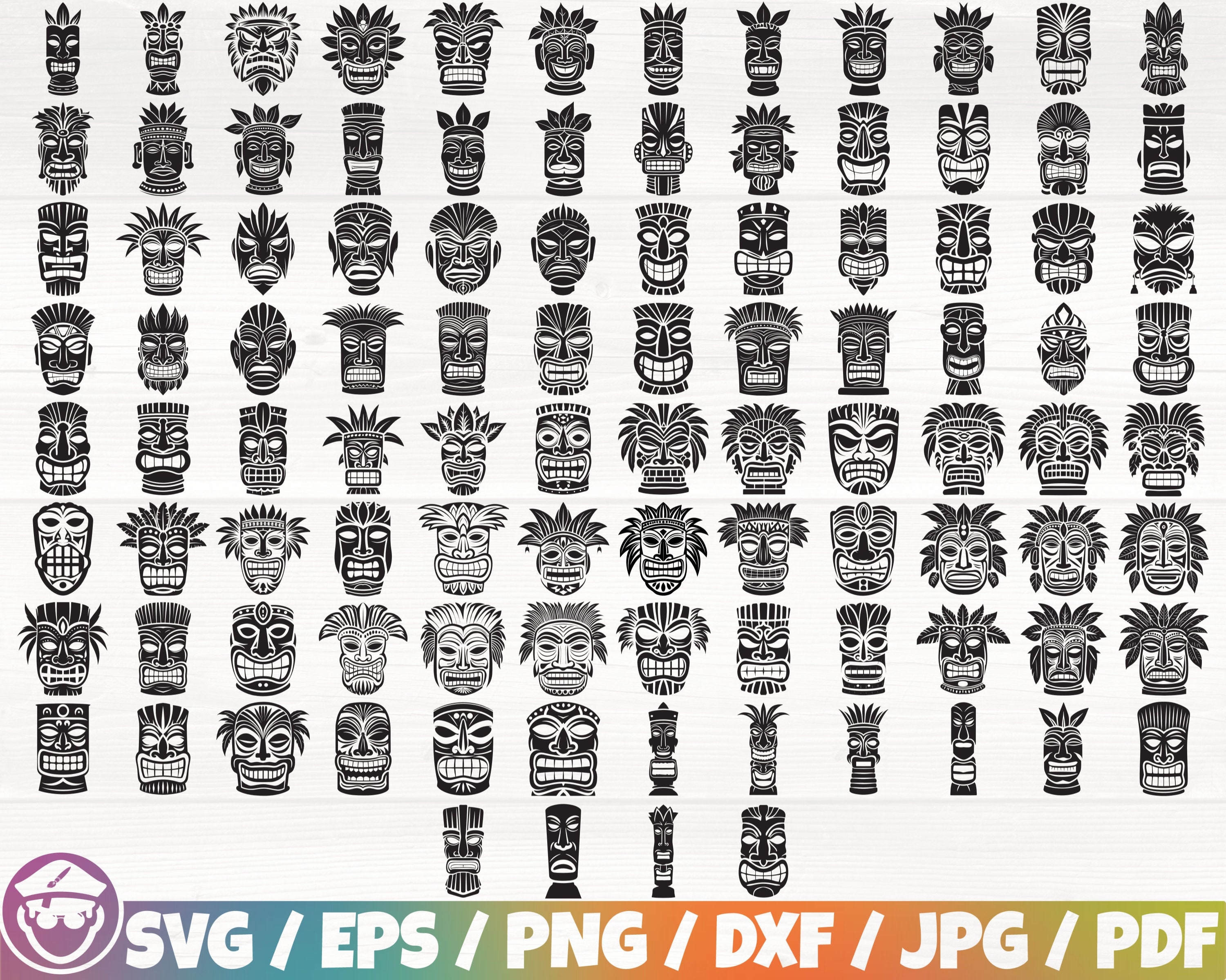 Tiki Mask X100 BUNDLE Svg/eps/png/dxf/jpg/pdf, Tiki Head Svg, Tribal Head  Silhouette, Luau Svg, Totem Png, Hawaiian Mask Cricut, Tiki Vector - Etsy  Israel, image size:3000x2400