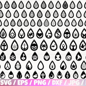Teardrop Ohrringe x100 BUNDLE/Svg/Eps/Png/Dxf/Jpg/Pdf, Ohrring Cut File, Schmuck Cricut, Ohrring Leder Template, handgemachter Ohrring Laser Cut