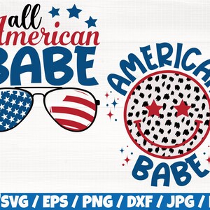 Alle American Babe x2Svg/Eps/Png/Dxf/Jpg/Pdf, American Babe SVG, USA Digital, 4