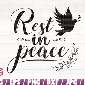 Riposa in pace Svg/Eps/Png/Dxf/Jpg/Pdf, Rip Svg, Clip colomba della pace, Taglio colomba, Pace Svg, Riposa in pace Cricut, Memorial Svg, Simbolo di pace Svg