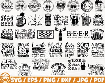 Bier Zitate x35 BUNDLE SVG/Eps/Png/Dxf/Jpg/Pdf, Bier Papa SVG, lustiges Bier Spruch Spruch, Bierkrug Silhouette, trinken Werbung, Alkohol Print