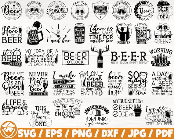 Beer Quotes x35 BUNDLE Svg/Eps/Png/Dxf/Jpg/Pdf, Beer Dad Svg, Funny Beer Saying Svg, Beer Mug Silhouette, Drinking Commercial, Alcohol Print