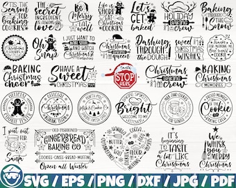 Christmas Pot Holder x30 BUNDLE Svg/Eps/Png/Dxf/Jpg/Pdf, Christmas Baking Svg, Kitchen Funny Quotes, Oven Mitt Saying,Baking Commercial File