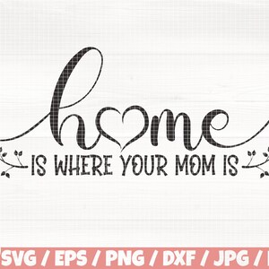 Home Is Where Your Mom is Svg/Eps/Png/Dxf/Jpg/Pdf, Mom Love Svg, Home Mom Quote, Mutter Png, Großmutter Svg, Ornament Blatt, Haus Mama Print