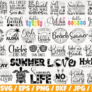 Summer Life x35 BUNDLE Svg/Eps/Png/Dxf/Jpg/Pdf, Summer Commercial Svg, Beach Life Svg, Funny Beach Quotes, Summer Time Cricut, Vacation Svg