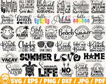 Summer Life x35 BUNDLE Svg/Eps/Png/Dxf/Jpg/Pdf, Summer Commercial Svg, Beach Life Svg, Funny Beach Quotes, Summer Time Cricut, Vacation Svg