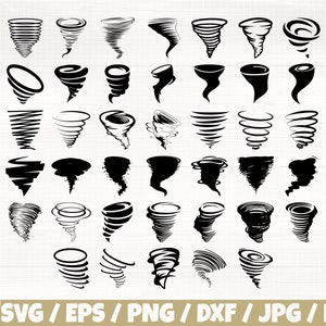 Tornado x 50 BUNDEL Svg/Eps/Png/Dxf/Jpg/Pdf, orkaan Svg, cycloon Cricut, Tornado silhouet, Tornado Commercial, Dust Devil Svg, Storm Svg