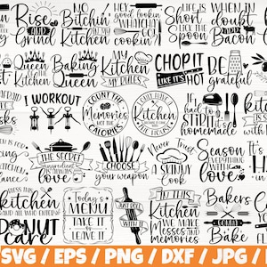 Kitchen Quotes x35 BUNDLE Svg/Eps/Png/Dxf/Jpg/Pdf, Kitchen Commercial, Farmhouse Svg, Kitchen Sign Svg, Bakery Svg,Funny Kitchen Cooking Svg
