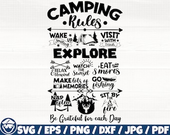 Camping Rules Svg/Eps/Png/Dxf/Jpg/Pdf, Explore Svg, Memories Svg, Unwind Svg, Grateful Cut, Nap Jpg, Fishing Cricut, Visit Svg, Friends Clip