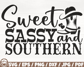 Dulce, atrevido y sureño (SVG/EPS/PNG/DXF/JPG/Pdf), cita sureña, SVG atrevido, PNG occidental, Jpg sureño, clipart sureño, bota vaquera Cricut