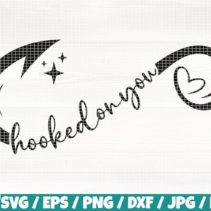 Hooked On You Svg/Eps/Png/Dxf/Jpg/Pdf, Fishing Hook Svg, Fishing Cut Files, Fishing Vintage Svg, Hook Silhouette, Fishing Love Digital File