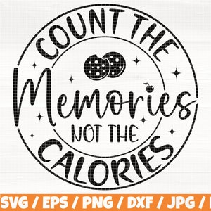 Tel de herinneringen niet de calorieën Svg / Eps / Png / Dxf / Jpg / Pdf, Keukenlogo, Kersensilhouet, Koekjes Svg, Food Inkscape, Herinneringen Vector