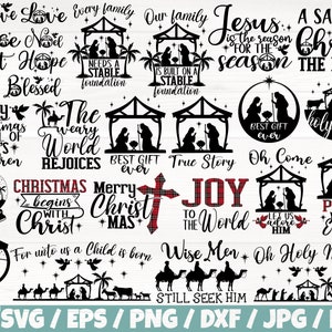 Kerststal x 28 Svg/Eps/Png/Dxf/Jpg/Pdf, Merry Christmas Commercial, Xmas Cut, Noel afdrukbare, Heilige Nacht Svg, vakantie Svg, Faith Cricut