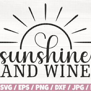 May include: Black and white graphic design with a sun and the text "sunshine and wine".