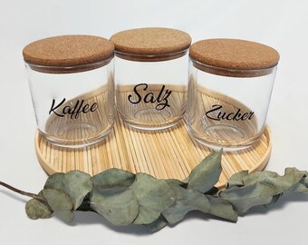 Jars with cork lids - Ideal for sugar, salt or coffee and stylish kitchen organization