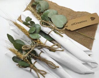 Elegante Hochzeitsservietten mit Eukalyptus - Weizen - Perfekt für Hochzeiten, Taufen & Besondere Anlässe - 25er Set