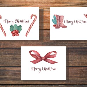 Cartes de Noël - Cartes de Noël pliées vintage roses - Ensemble de trois cartes de vœux de Noël - Cartes de Noël vierges