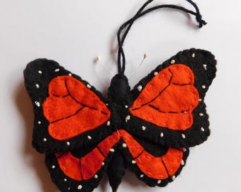 Orange Butterfly Felt Ornament