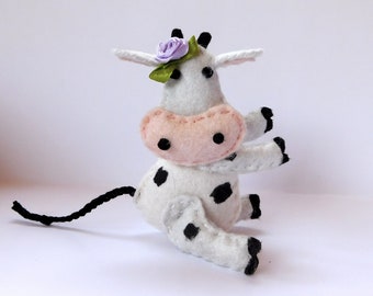 Felt Sitting Cow Ornament
