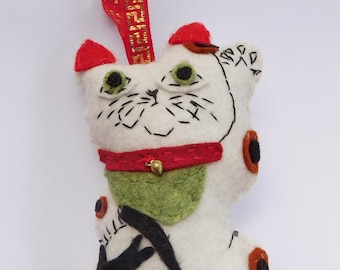 Maneki-neko soft felt ornament "Lucky Cat" Ornament