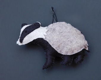 Felt Badger Ornament
