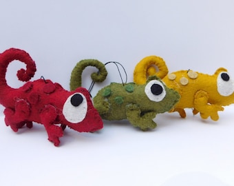 Felt  Red Gold or Green Karma Chameleon Ornament