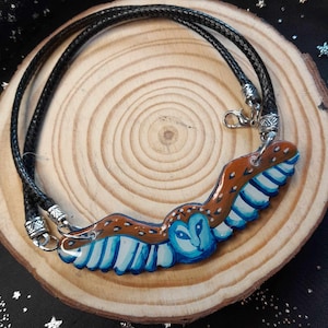 Owl Necklace Pendant, Owl Choker, Hand Painted Owl, Barn Owl Jewellery, Spirit Animal, Witchcraft Amulet, Flying Owl Art Necklace, Woodland