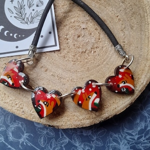 Fox necklace, artisan necklace, painted art pendant, one of a kind, wildlife jewellery, red fox necklace, fox present, fox gift, wood fox
