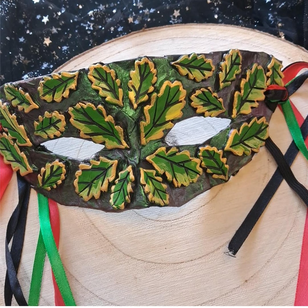 Treefolk Mask Oak Leaf Mask, Green Man, Forest Cosplay, Fantasy Costume, Fantasy ...