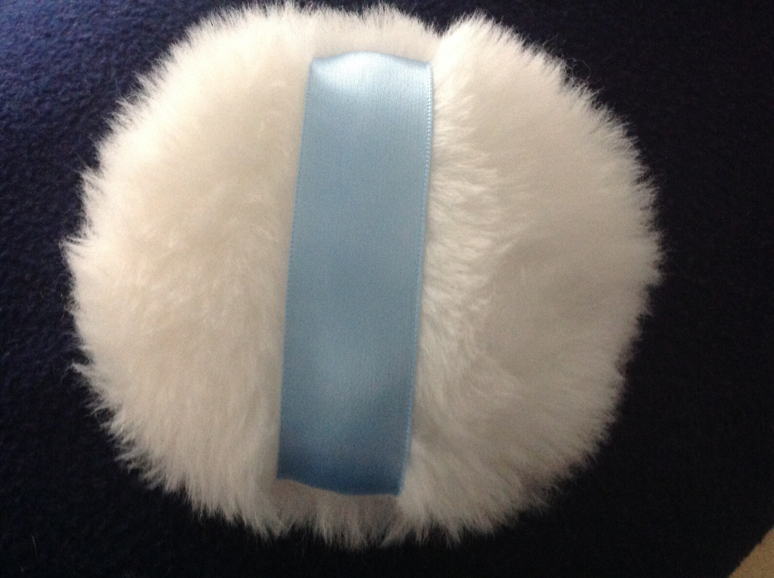 Luxurious Body powder puff 4 inches with blue ribbon handle Etsy