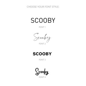 Choose your font style for the name of your pet cat or dog to appear above their face. Modern font, cursive script font, bold font, handwritten font.