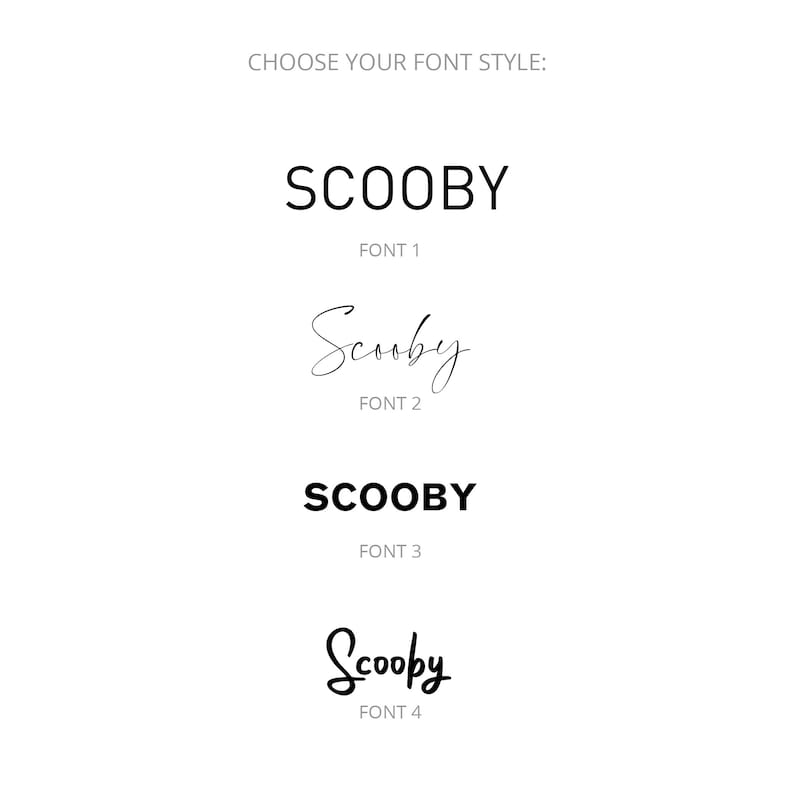 Choose your font style for the name of your pet cat or dog to appear above their face. Modern font, cursive script font, bold font, handwritten font.