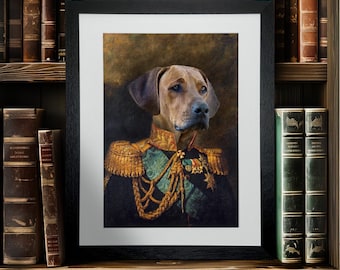 Custom Colonel Pet Portrait, Renaissance Dog or Cat Portrait, Old Fashioned Pet Painting, Fathers Day gift, Best Dog Daddy, SkuREGCO