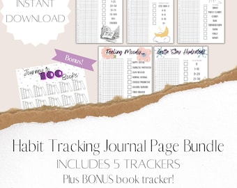Habit Tracking Journal Pages, Color-coded habit tracker pages, Journal Page Bundle