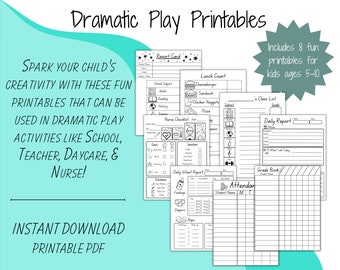 Pacchetto di materiale stampabile per il gioco drammatico, materiale stampabile per insegnanti/scuole/asili nido/infermieri per il gioco drammatico, schede di lavoro per il gioco, schede di lavoro per il gioco drammatico per bambini
