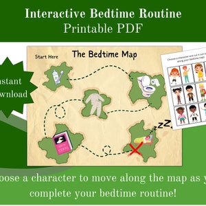 Bedtime Routine Printable, Interactive Bedtime Routine, Bedtime Routine Map for kids