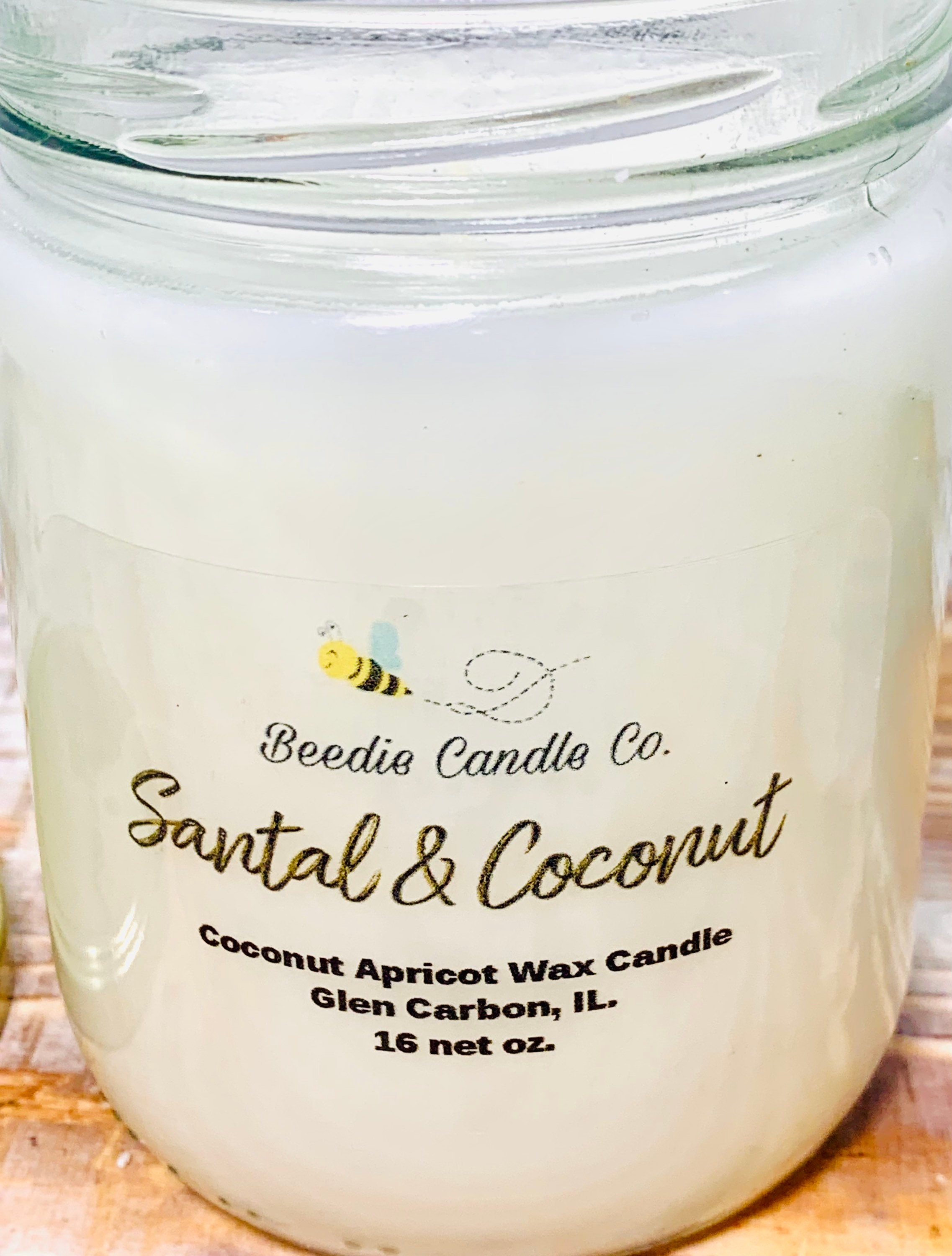 Vegan Coconut apricot wax candle in scent of your choice. Etsy