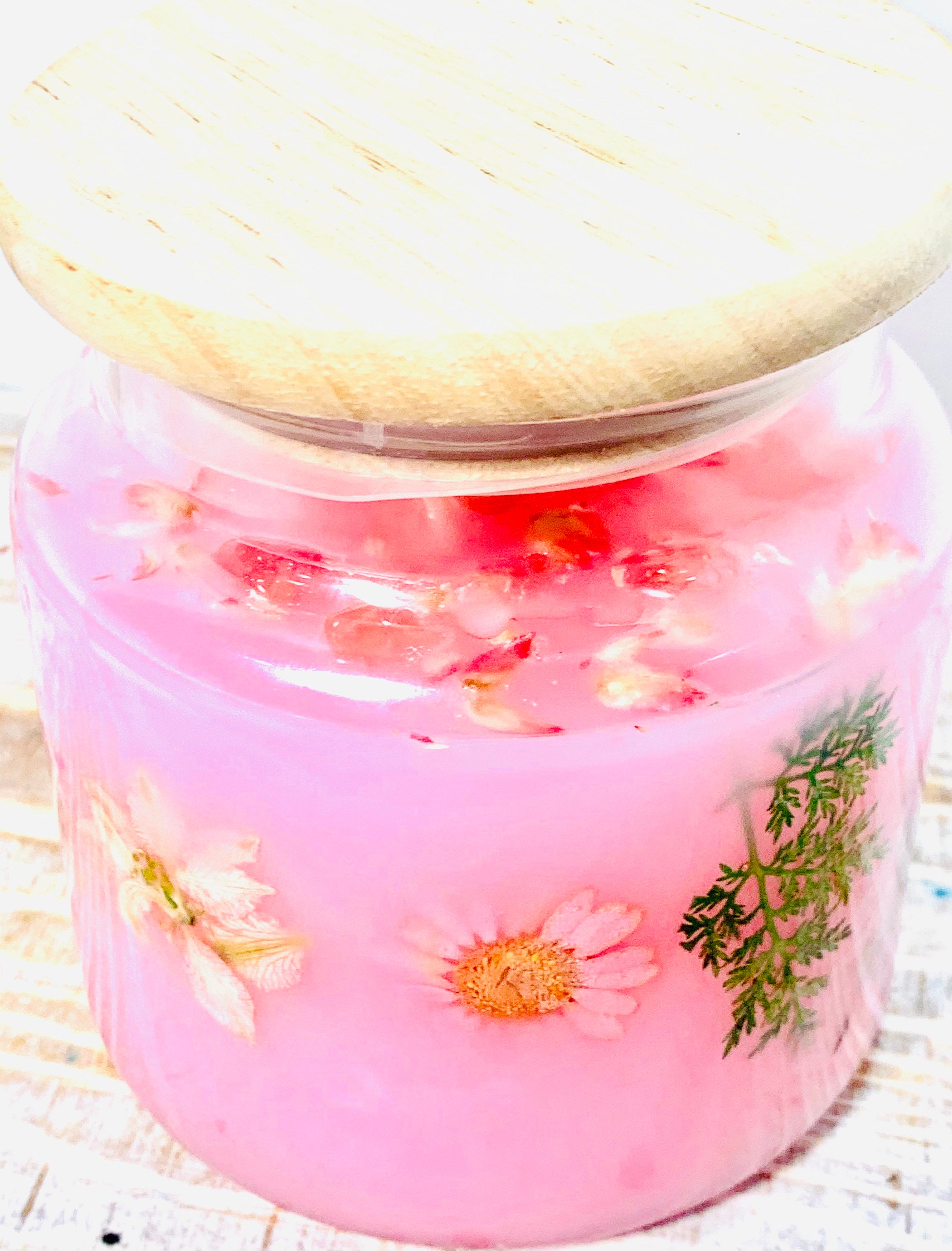 Pink Flower Candle With Two Wicks/custom Candle/candle With Etsy