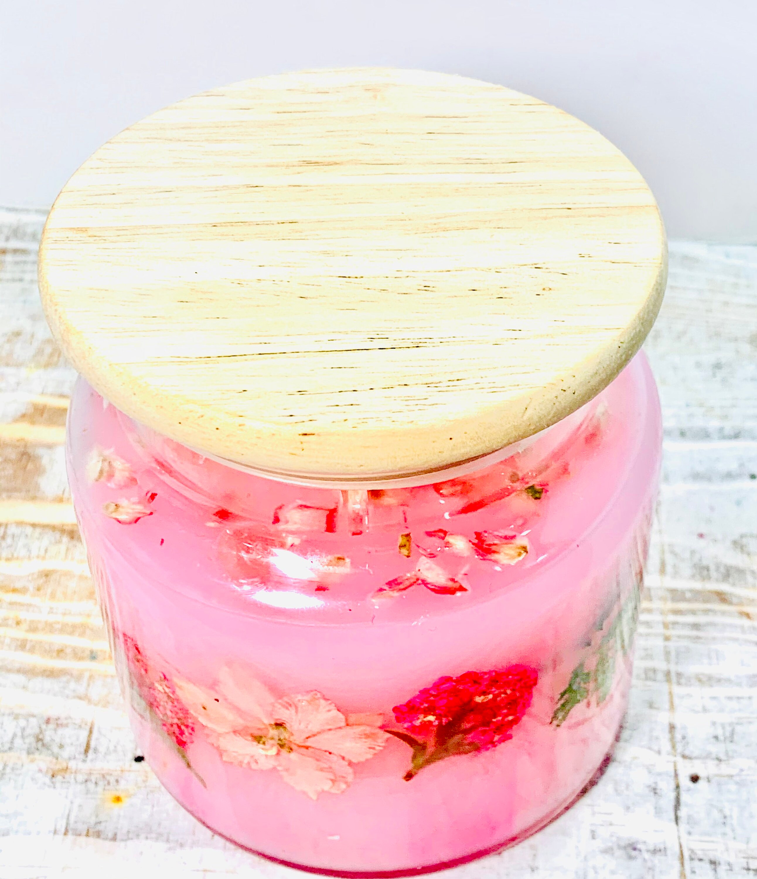 Pink Flower Candle With Two Wicks/custom Candle/candle With Etsy