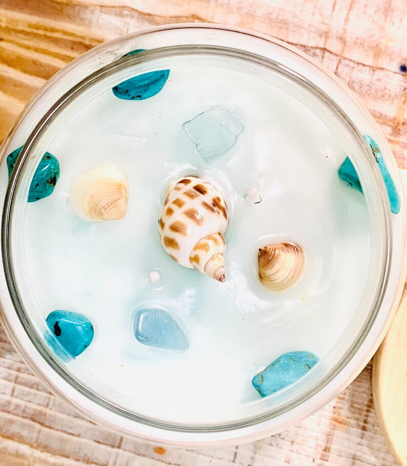 Ocean colored coconut apricot wax candle with two wicks and Etsy