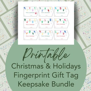 Etiquetas para regalos navideños para imprimir como recuerdo de huellas dactilares Etiqueta para regalos navideños casera Recursos para padres y maestros Manualidad para regalo de maestro de preescolar