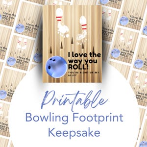 Bowling-Fußabdruck-Andenken-Poster für Papa, Opa, Onkel, Funcle, älteren Bruder, etc. Digital druckbare Karte fügen Sie den Fußabdruck & das Geschenk des Kindes hinzu