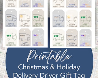 Lieferfahrer-Weihnachts-Geschenkanhänger zum Ausdrucken, Paket, Briefträger, Müllrecycling, Wertschätzungsgeschenk, sofortiger Download, Ausdruck zu Hause