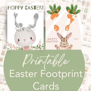 Kinder Ostern Fußabdruck druckbares Erinnerungskarten-Bundle, Lehrer- und Elternressourcen, selbstgemachtes Basteln für Kindertagesstätten und Kindergartenkinder